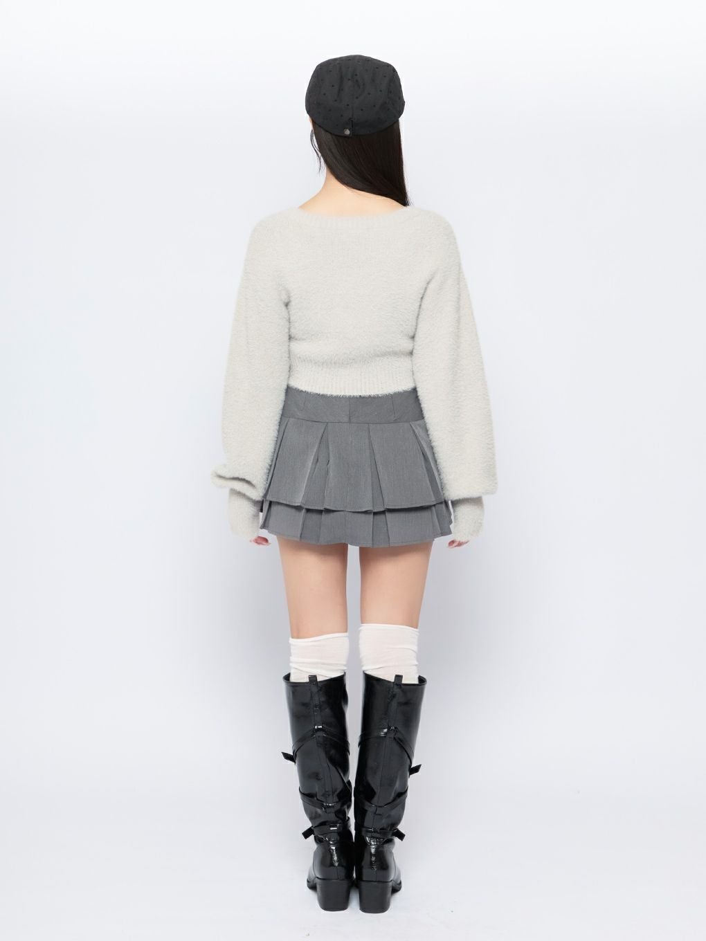 【BUBBLES】クロップドシャギーカーディガン