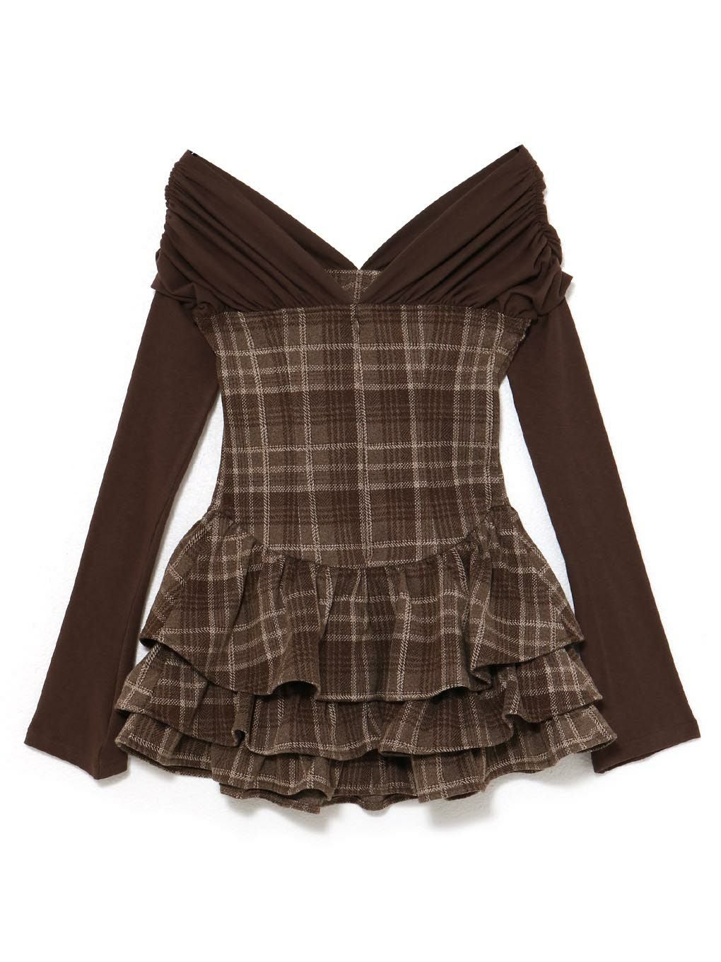 【BUBBLES】チェックレイヤードワンピース