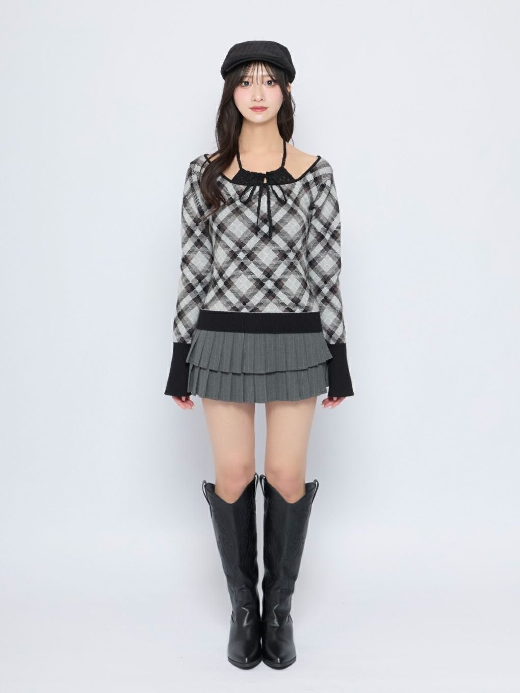 BUBBLES】レースデコルテニットトップス | sparkling mall online store