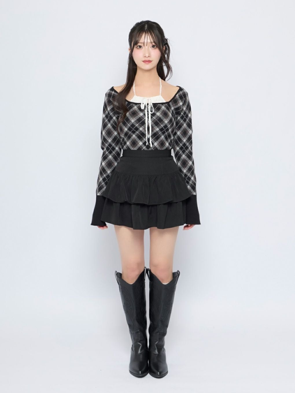 【BUBBLES】レースデコルテニットトップス