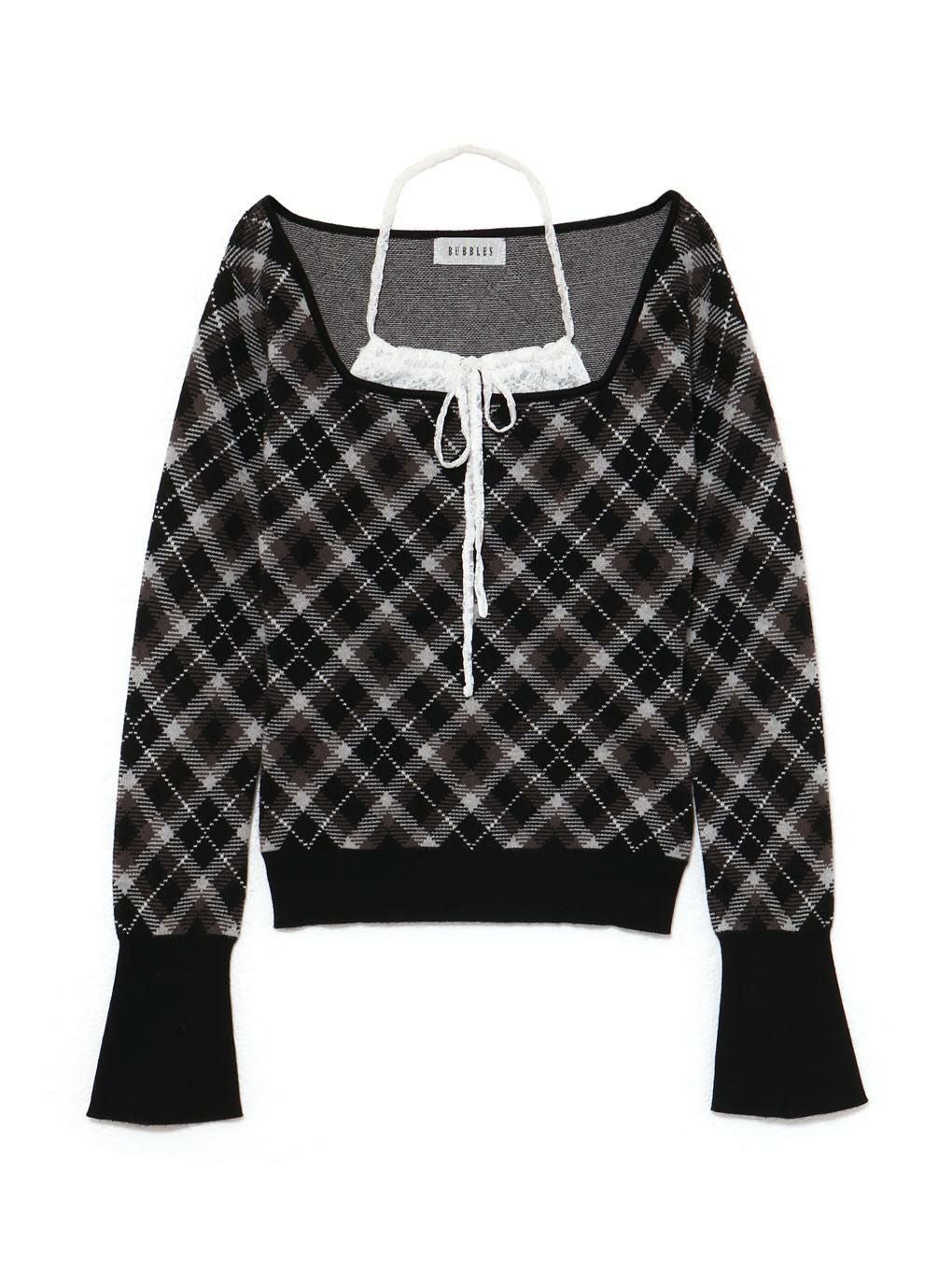 【BUBBLES】レースデコルテニットトップス