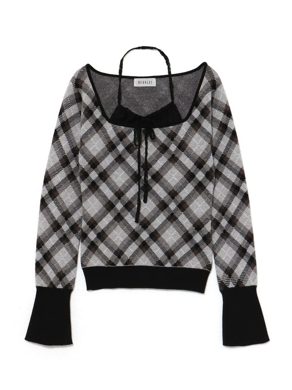 【BUBBLES】レースデコルテニットトップス