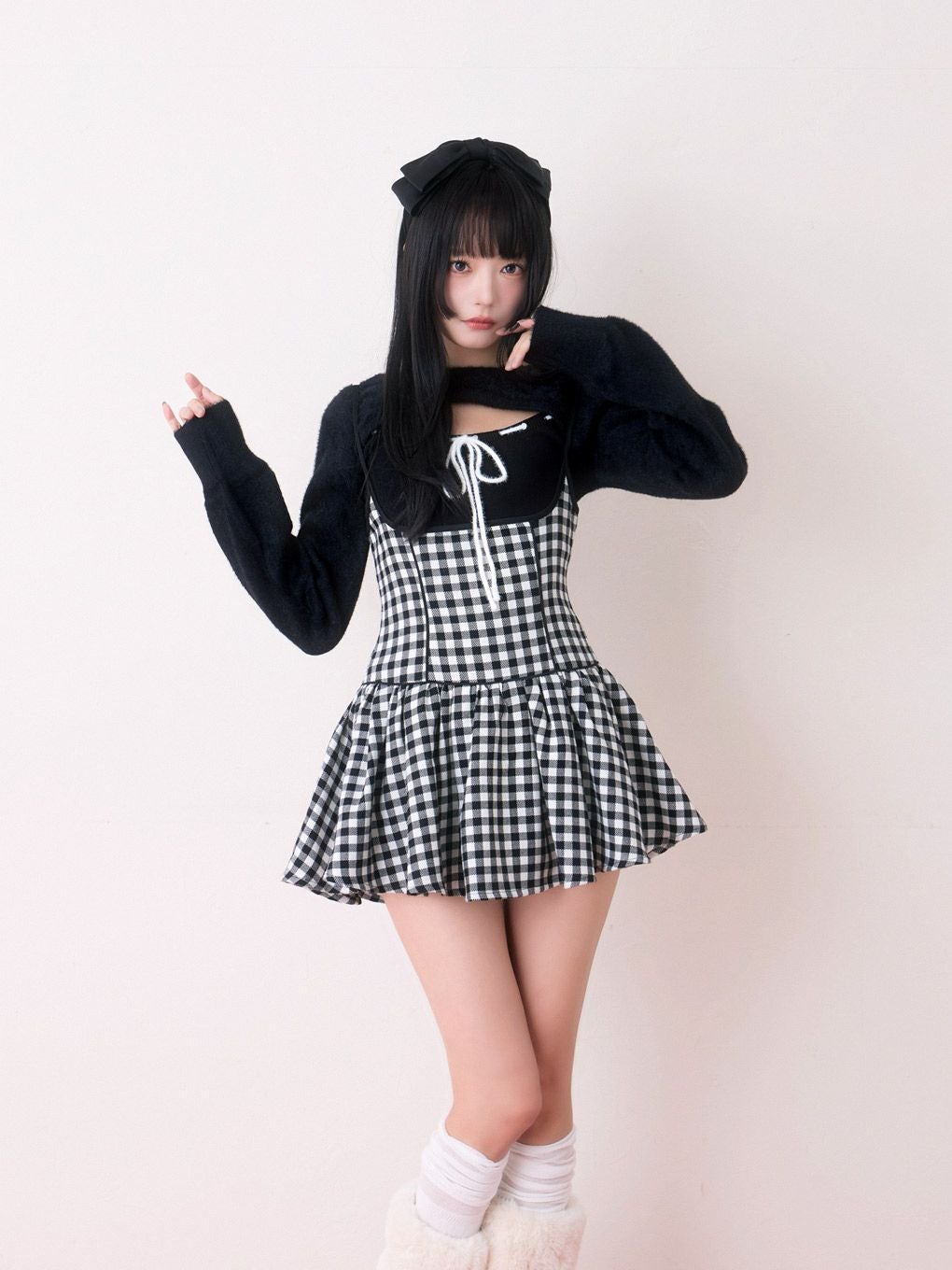 最終値下げ bubbles チェックリボンニット ギンガム BUBBLES】リボンニットトップス | sparkling mall online store