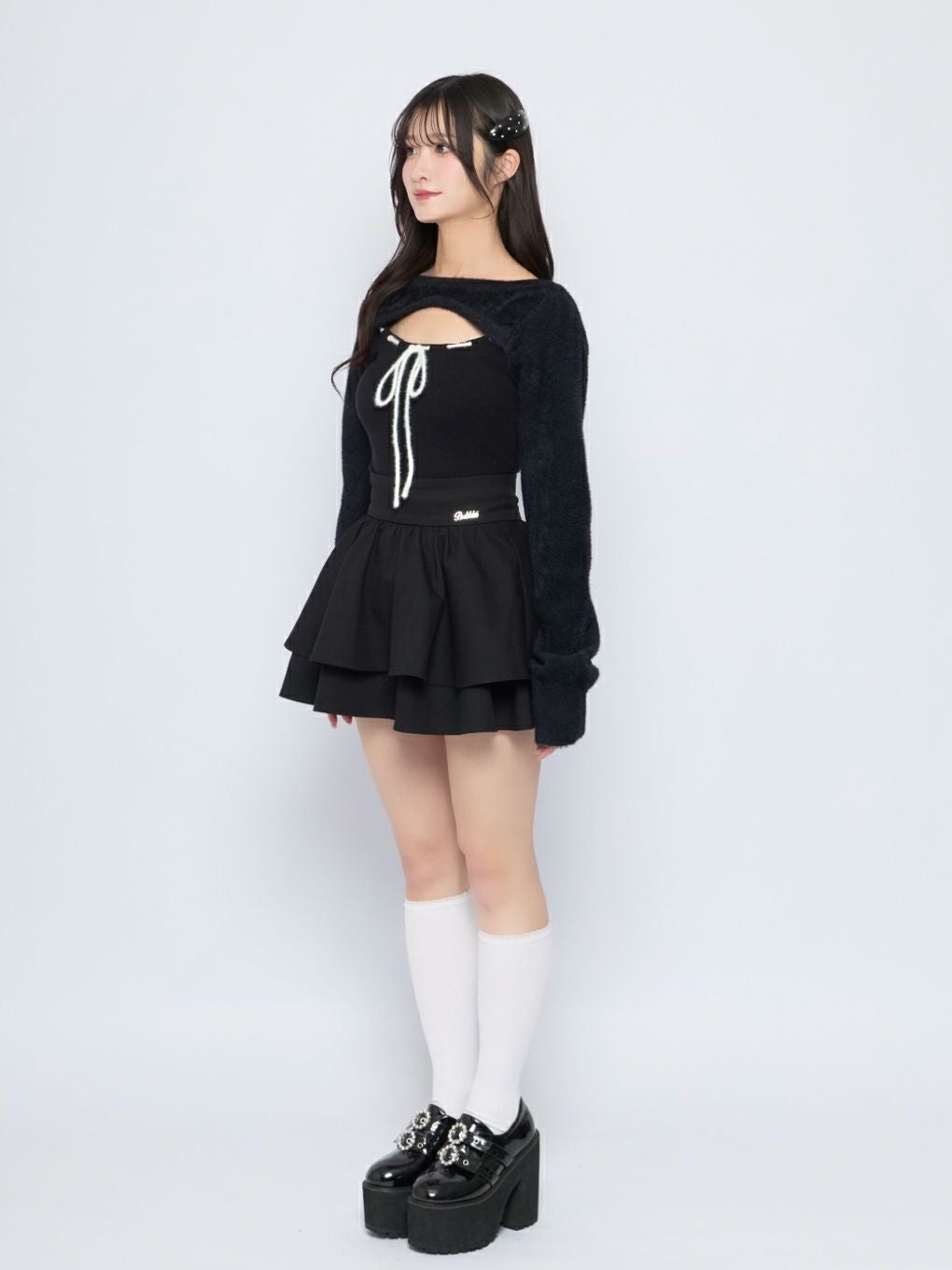 bubbles リボンニットアンサンブル ブラック BUBBLES】リボンニットアンサンブル | sparkling mall online store