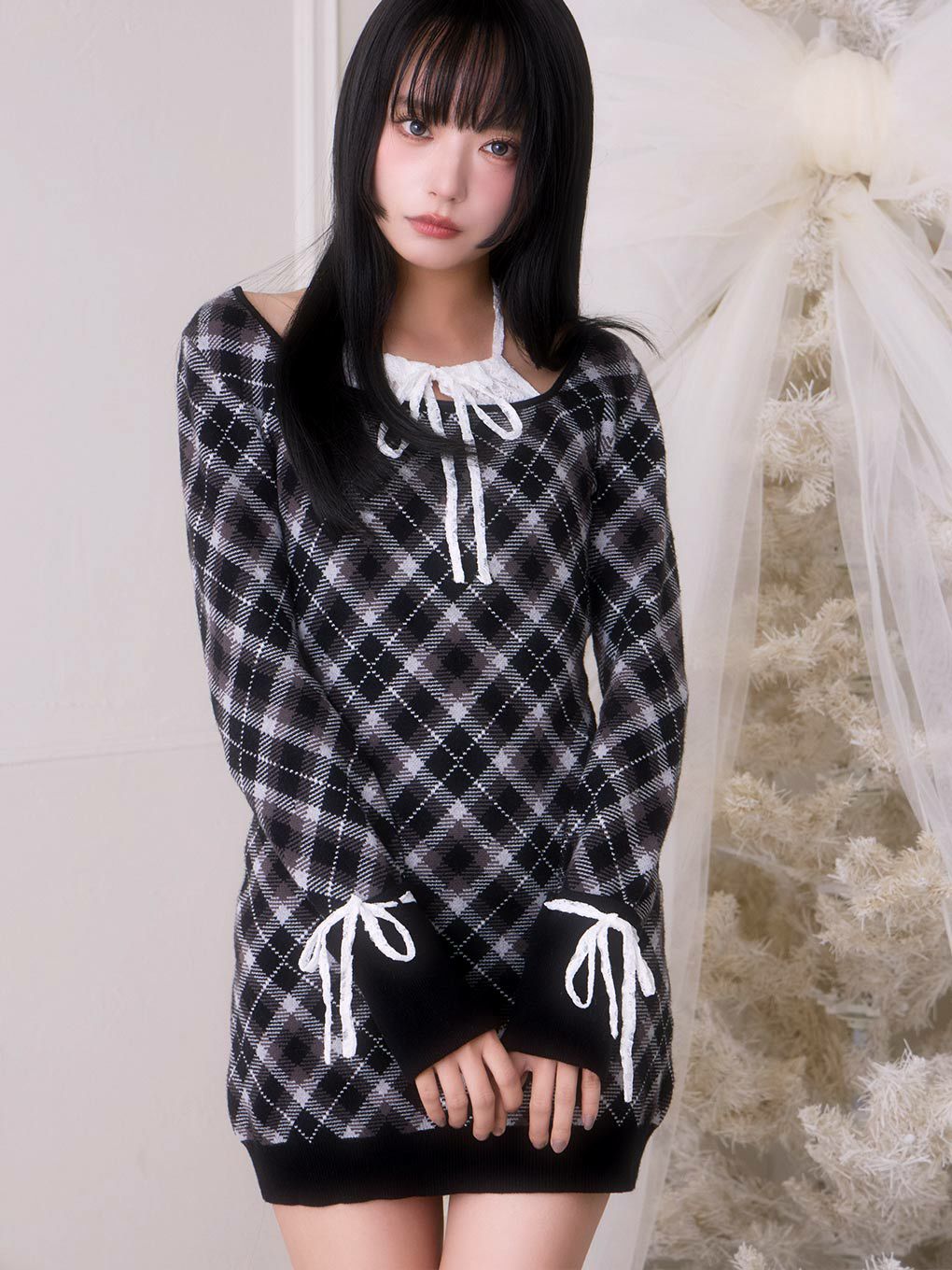 BUBBLES】レースデコルテニットワンピース | sparkling mall online store BUBBLES】レースデコルテニットワンピース | sparkling mall online store