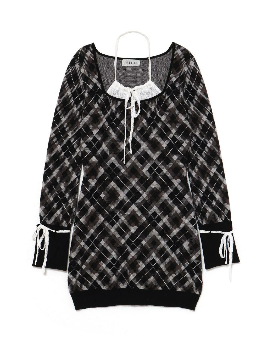 【BUBBLES】レースデコルテニットワンピース