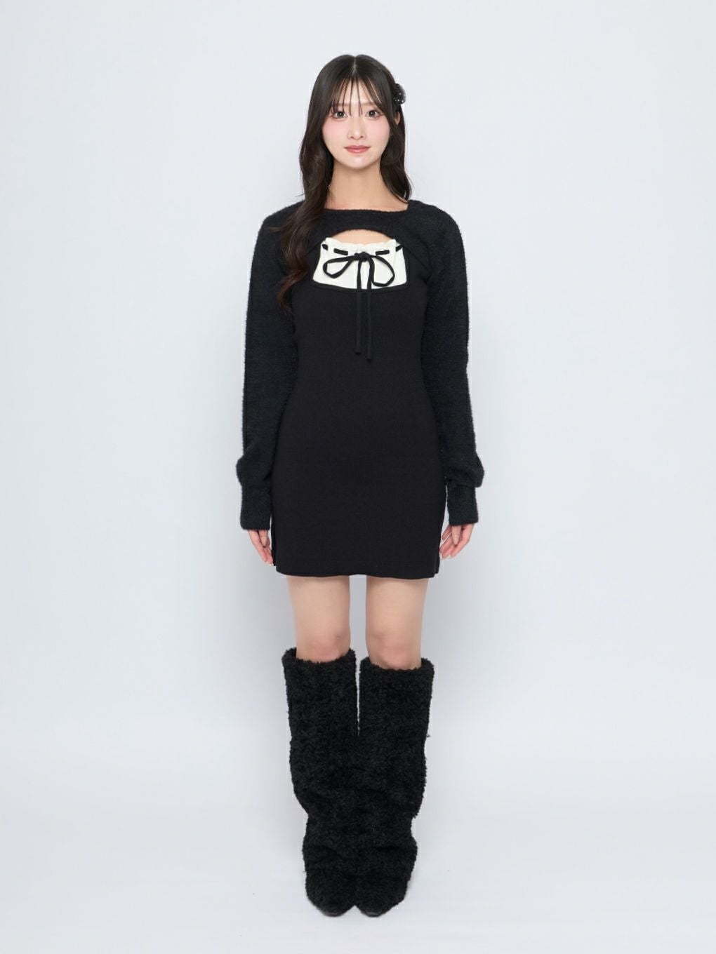 【BUBBLES】ガーリーレイヤードニットワンピース