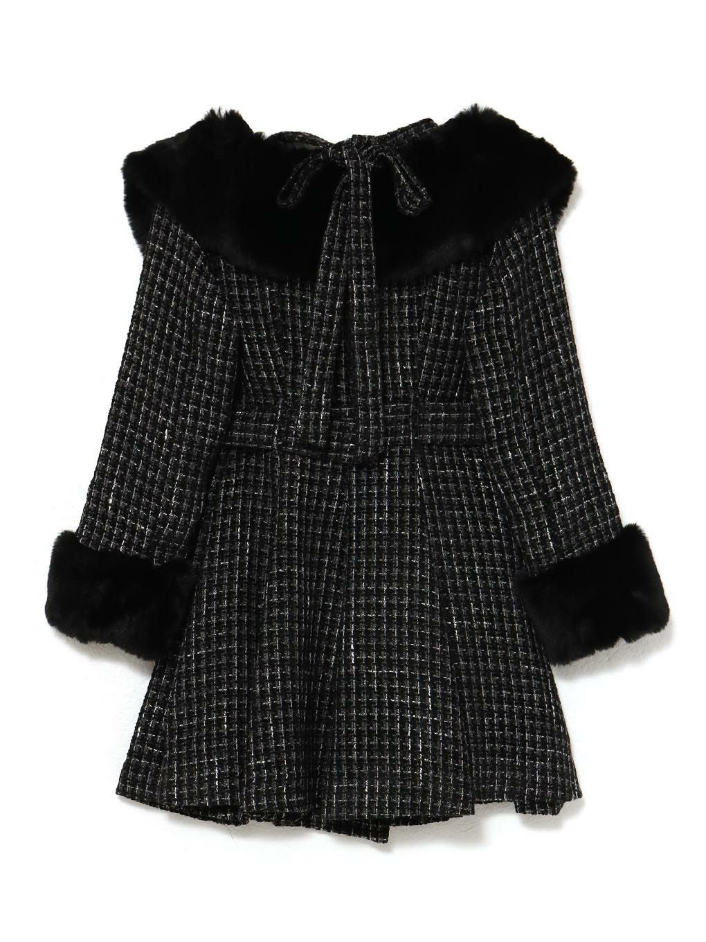 【BUBBLES】ファーオフショルツイードワンピース