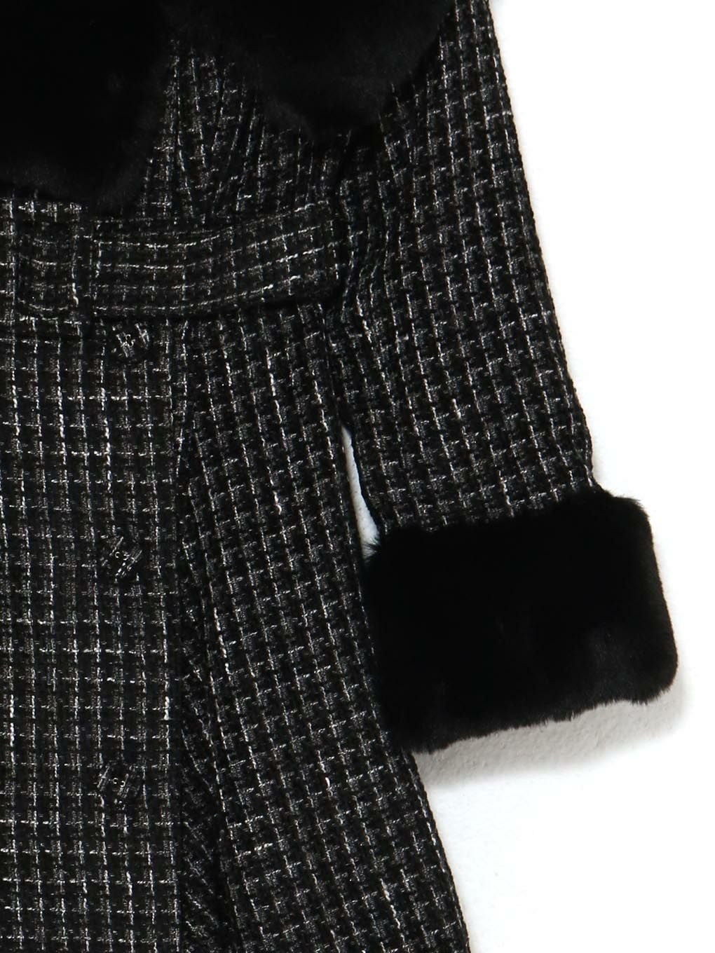 【BUBBLES】ファーオフショルツイードワンピース