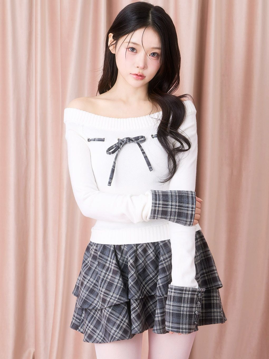 【BUBBLES】チェックリボンワンピース