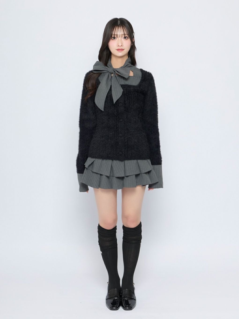 【BUBBLES】リボンタイスクールニット