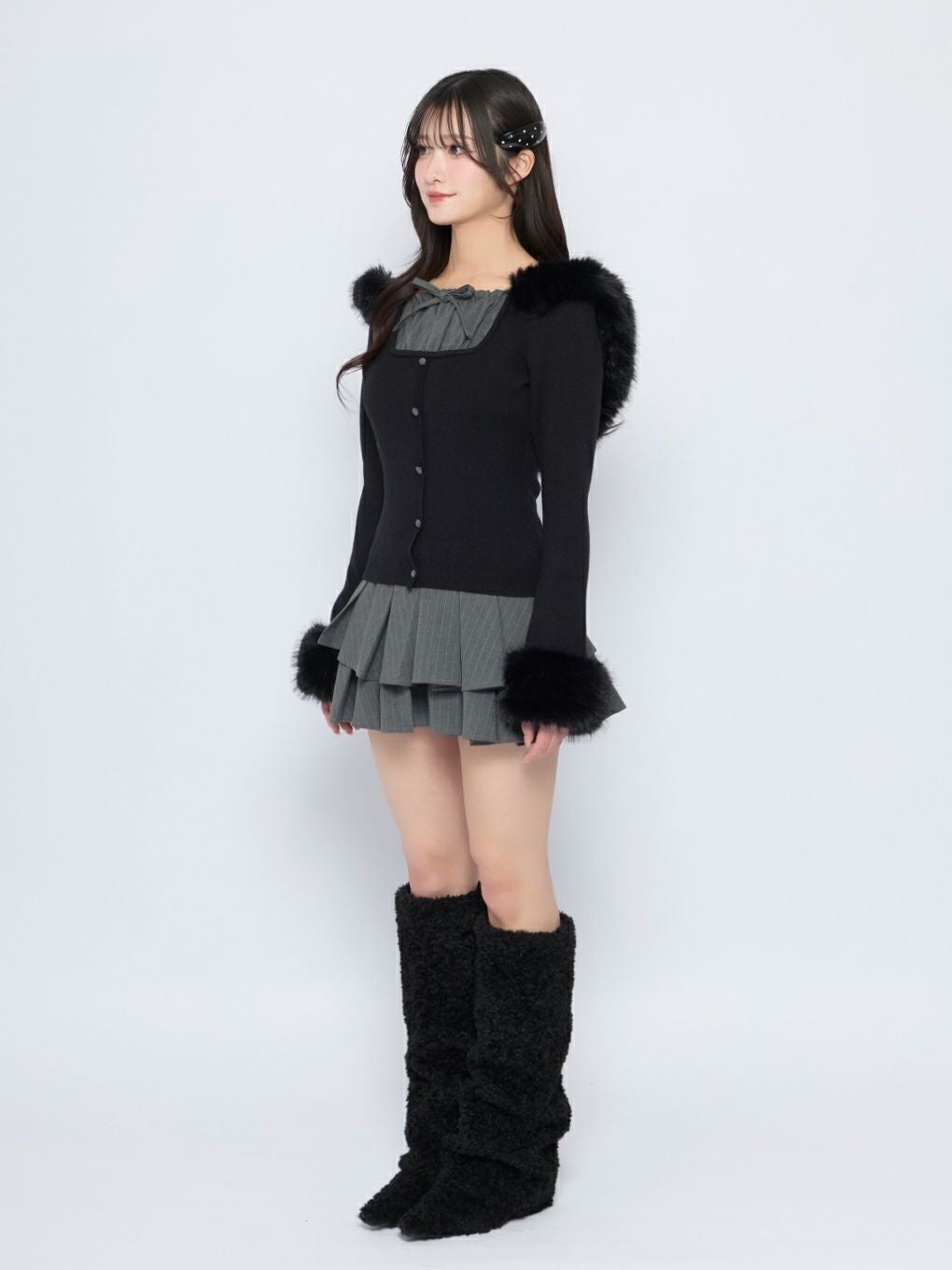 BUBBLES コケットフーディーニット ブラック BUBBLES】コケットフーディーニット | sparkling mall online store