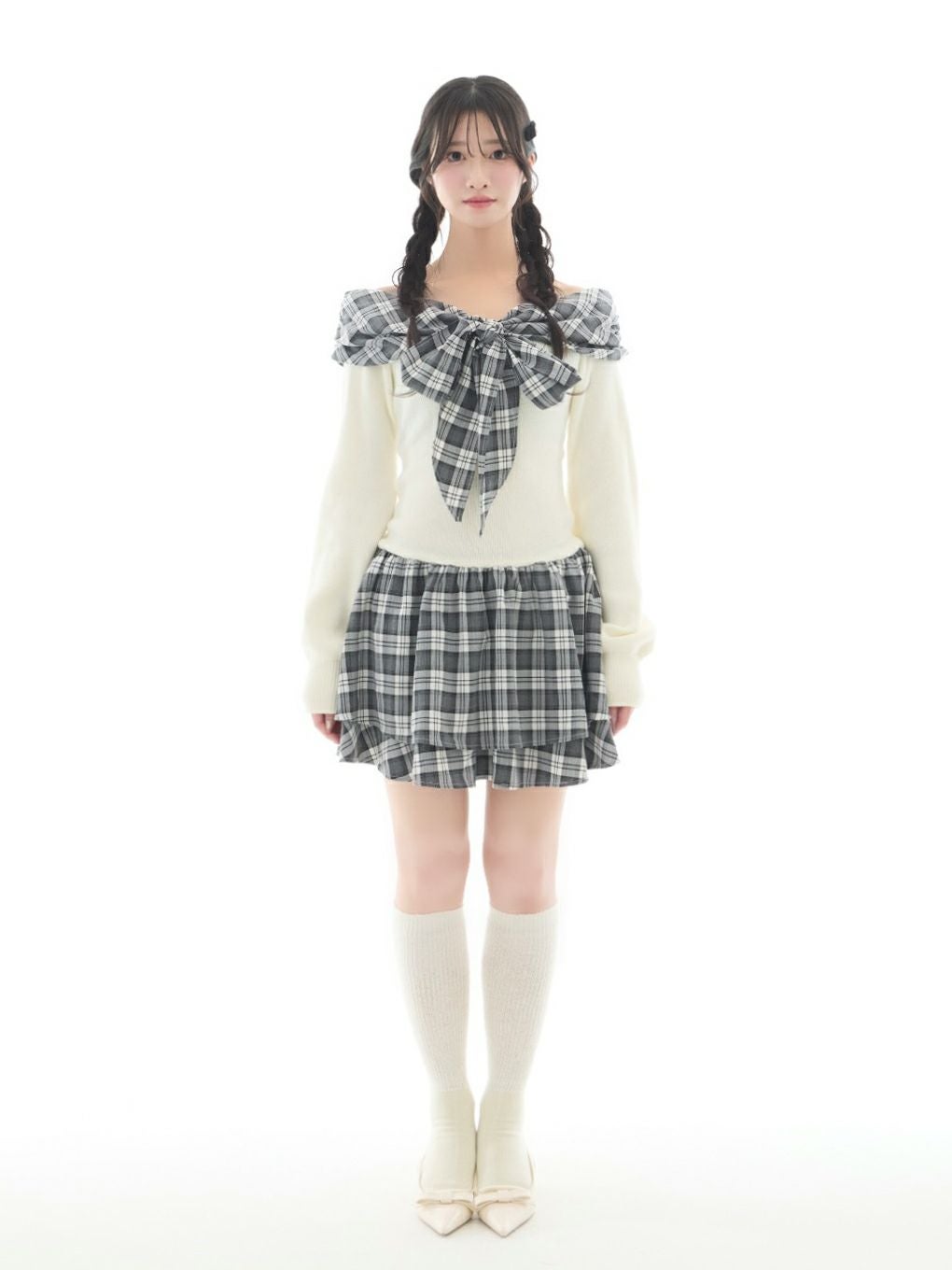 【BUBBLES】オフショルリボンワンピース