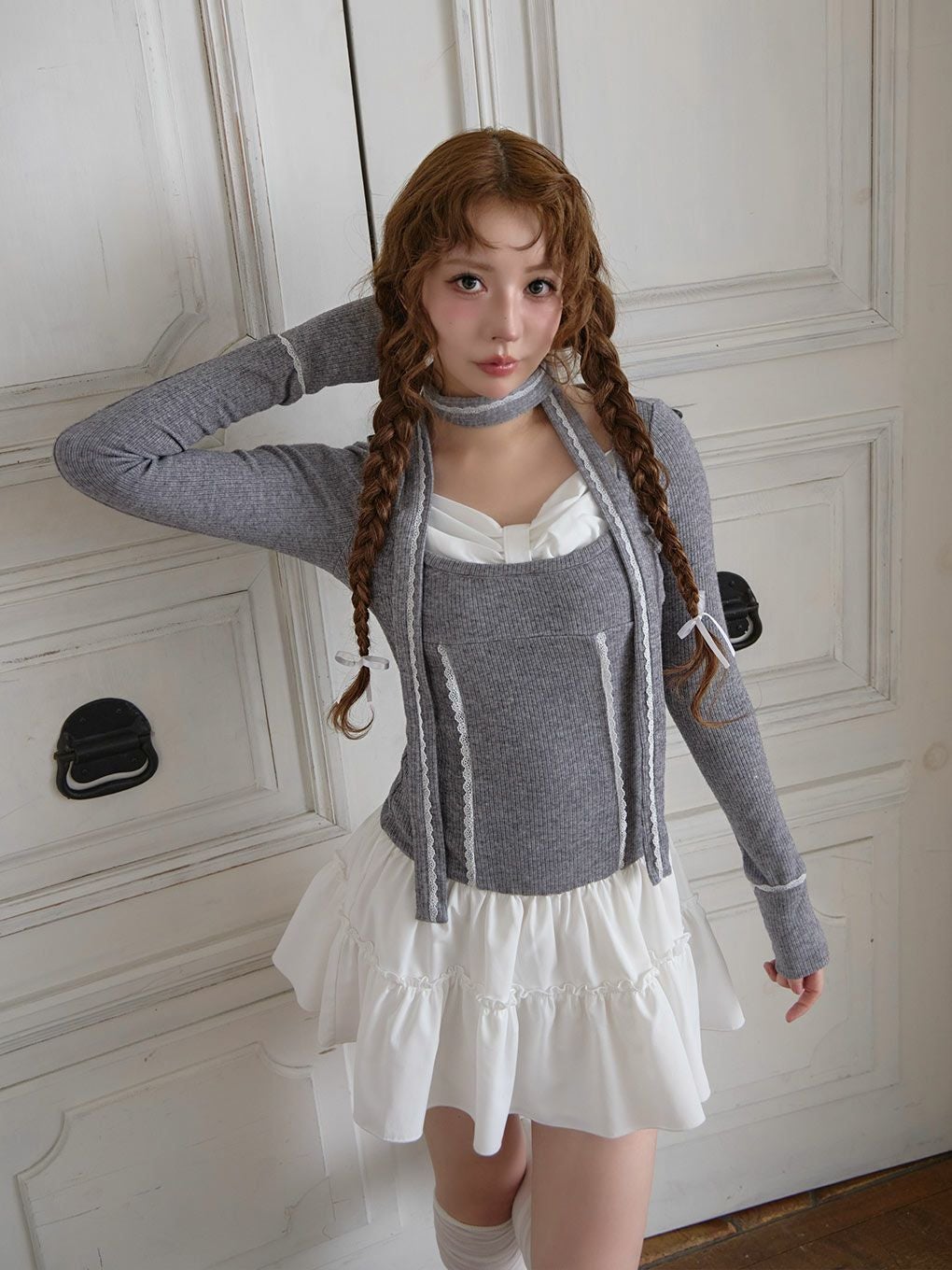 【BUBBLES】リボンレイヤードワンピース