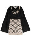 【BUBBLES】チェックシャギーカーデワンピース