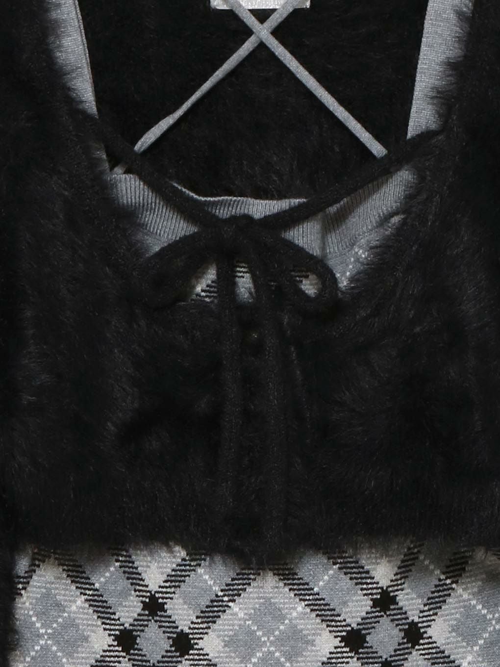 【BUBBLES】チェックシャギーカーデワンピース