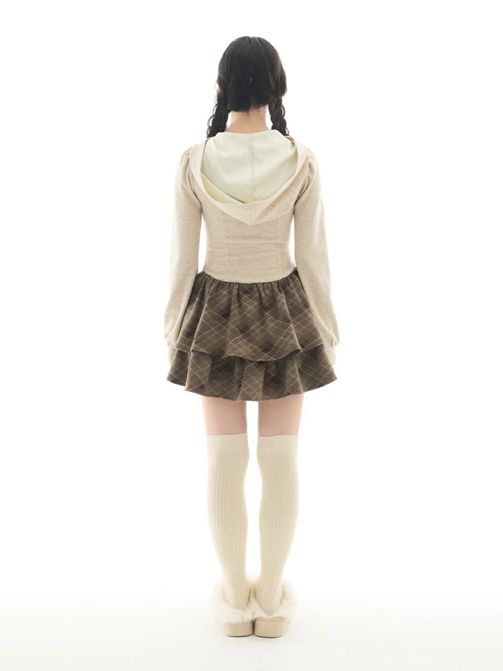 【BUBBLES】チェックパーカーワンピース