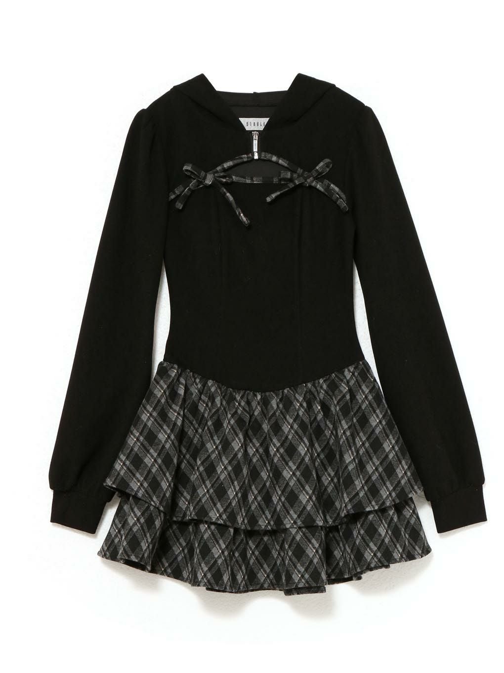 【BUBBLES】チェックパーカーワンピース