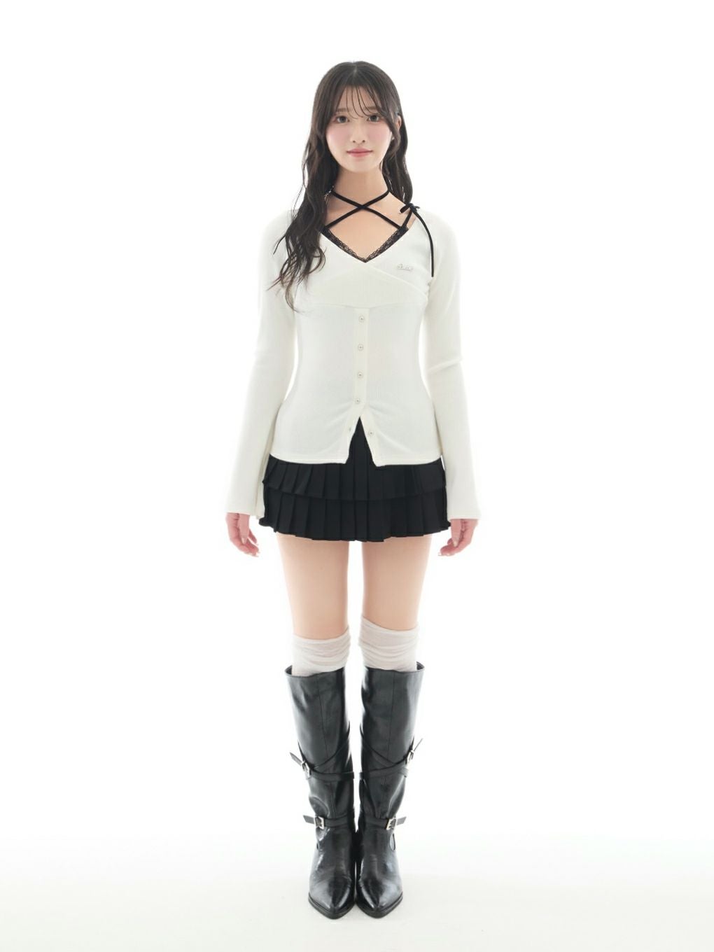 【BUBBLES】カシュクールリブトップス