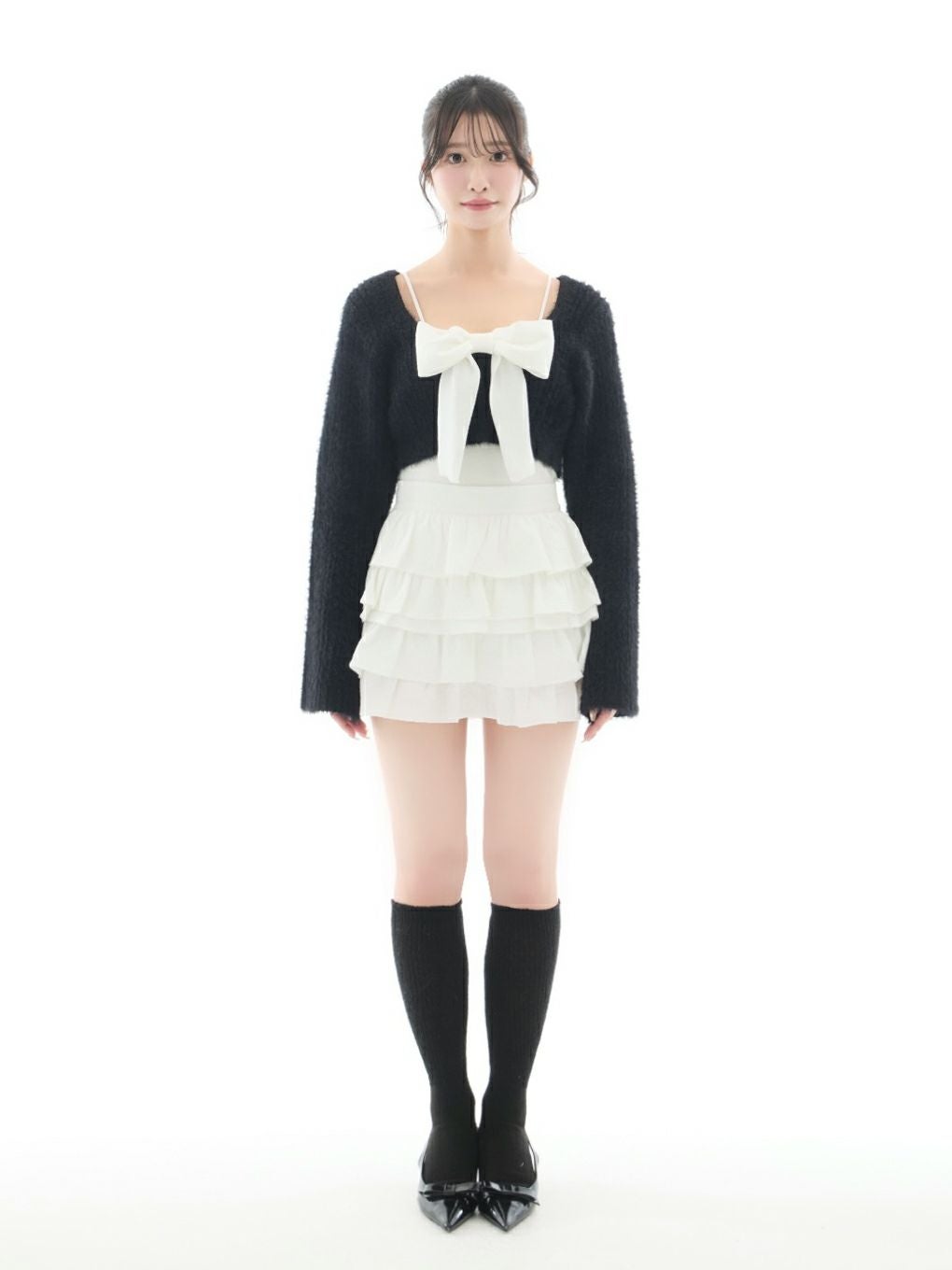 bubbles リボンニットアンサンブル ブラック BUBBLES】リボンニットアンサンブル | sparkling mall online store