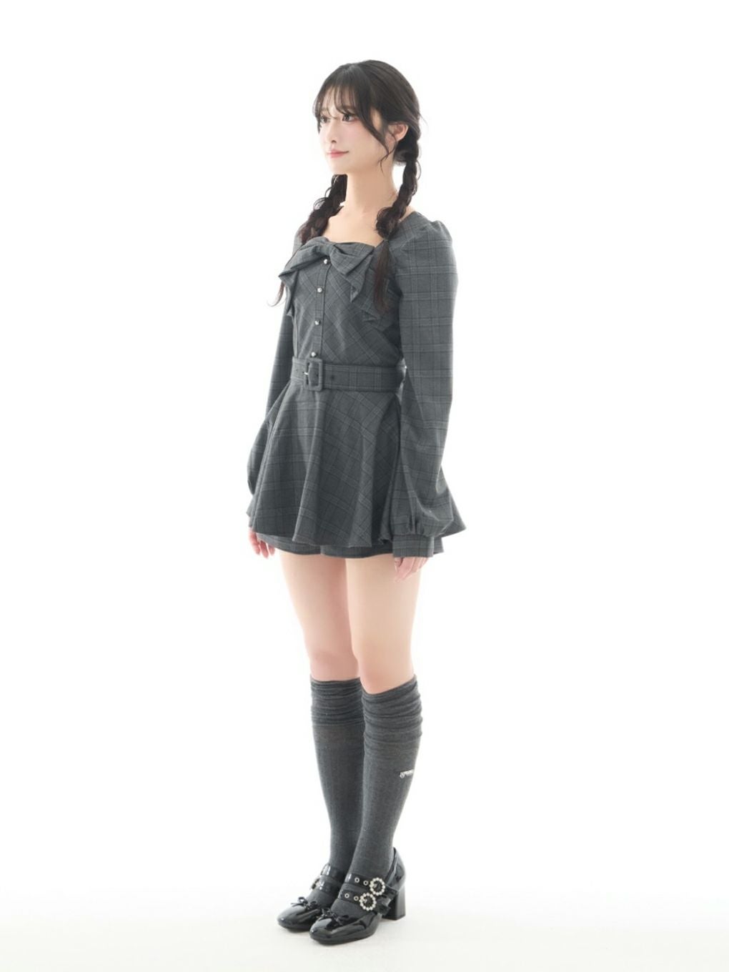 bubbles リボンペプラムセットアップ チェック BUBBLES】リボンペプラムセットアップ | sparkling mall online store