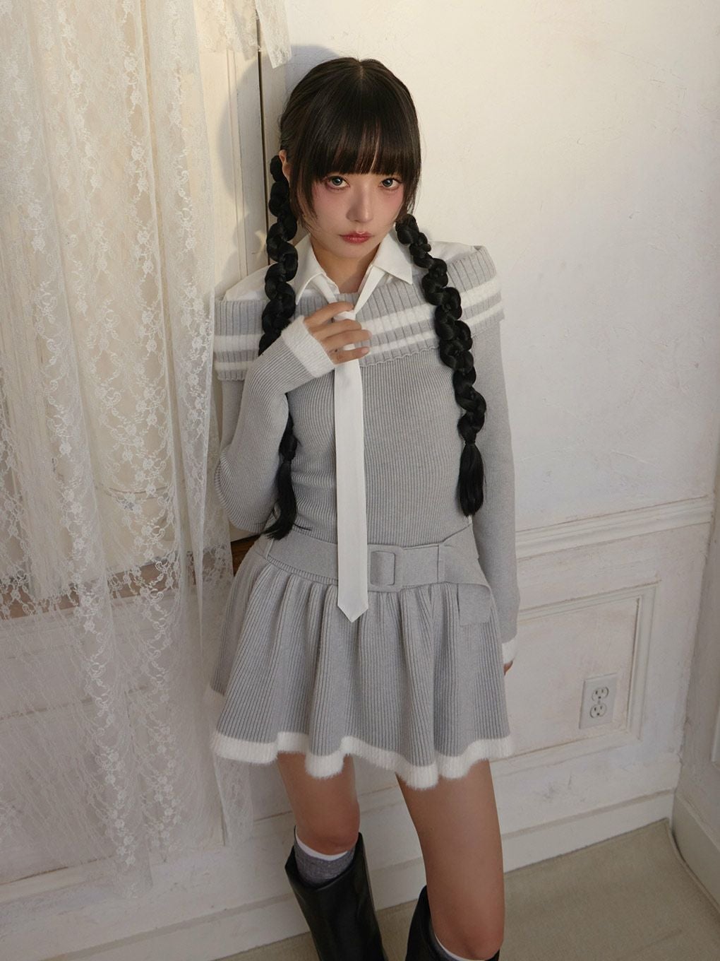 【BUBBLES】オフショルスクールワンピース