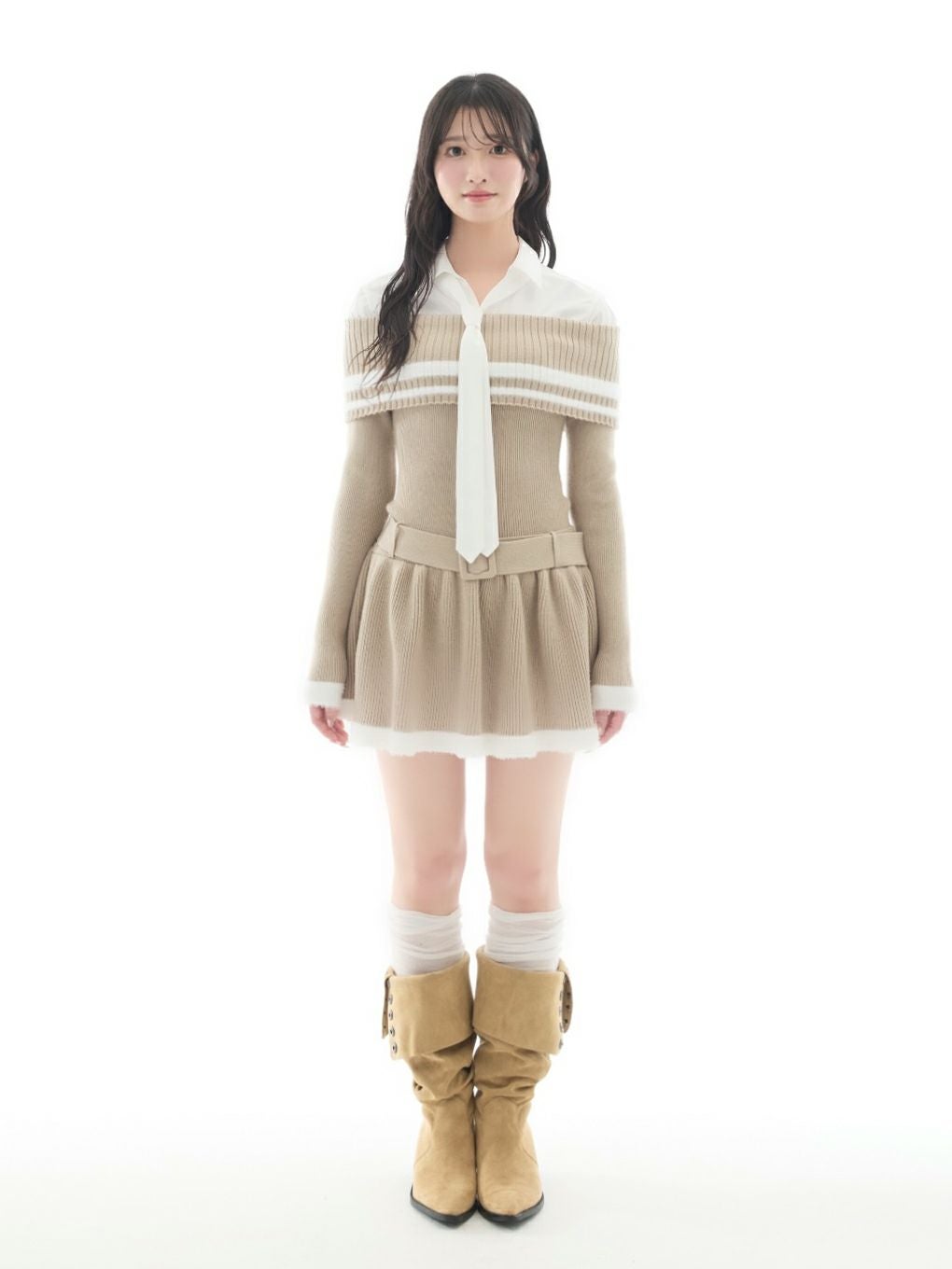 【BUBBLES】オフショルスクールワンピース