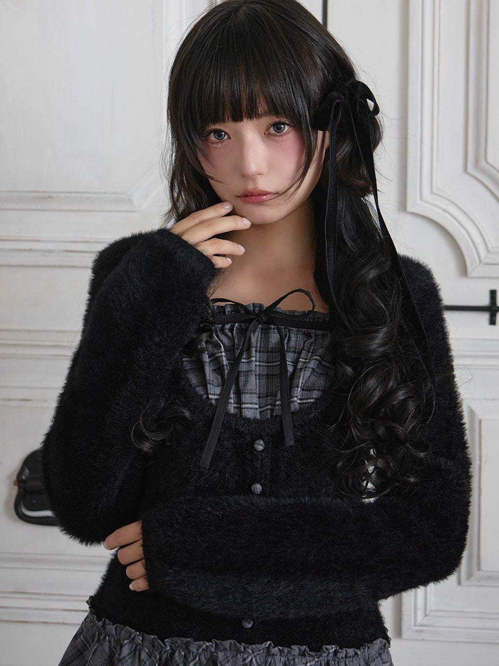 BUBBLESシャギーコケットアンサンブル　ブラック BUBBLES】シャギーコケットアンサンブル | sparkling mall online store