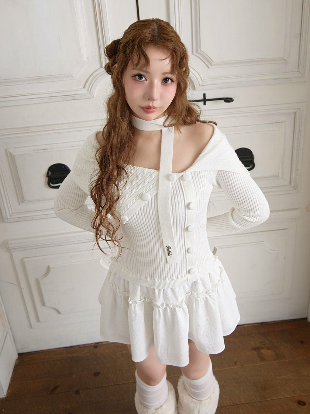 bubbles ワンピース オフィショルダー BUBBLES】オフショルツイードワンピース | sparkling mall online store