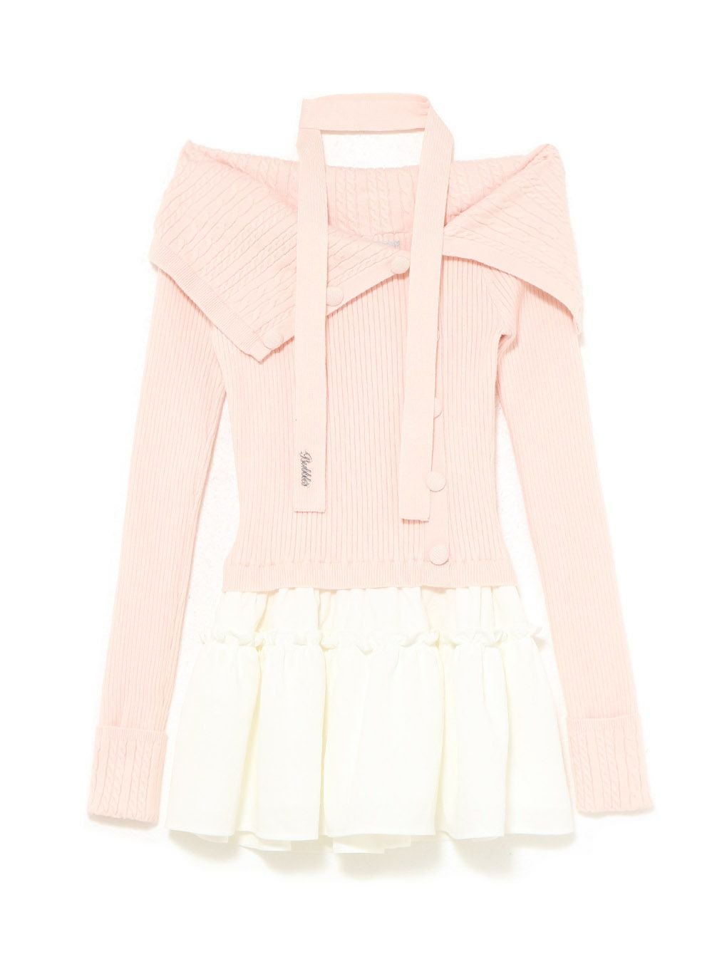 【BUBBLES】ケーブルオフショルワンピース