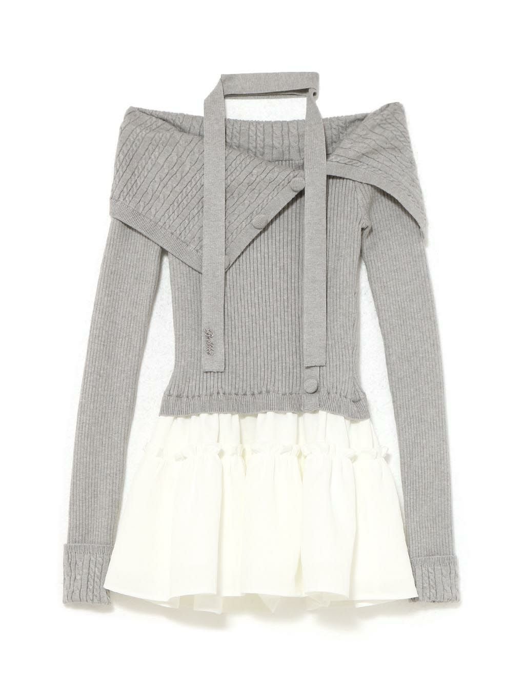 【BUBBLES】ケーブルオフショルワンピース