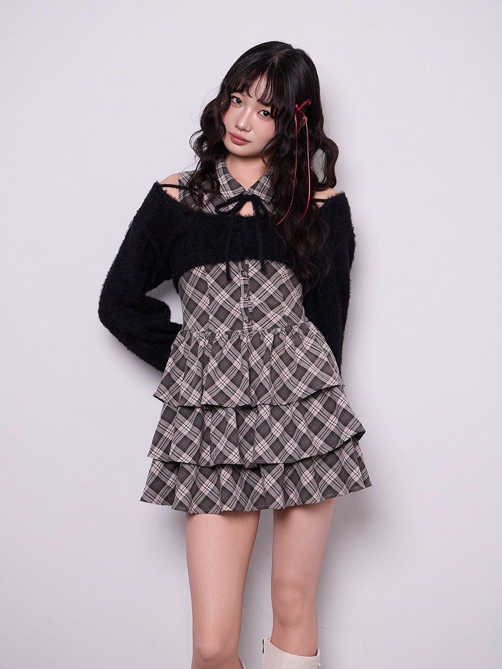 BUBBLES ティアードスクールワンピース チェック バブルス BUBBLES】ティアードスクールワンピース | sparkling mall online store