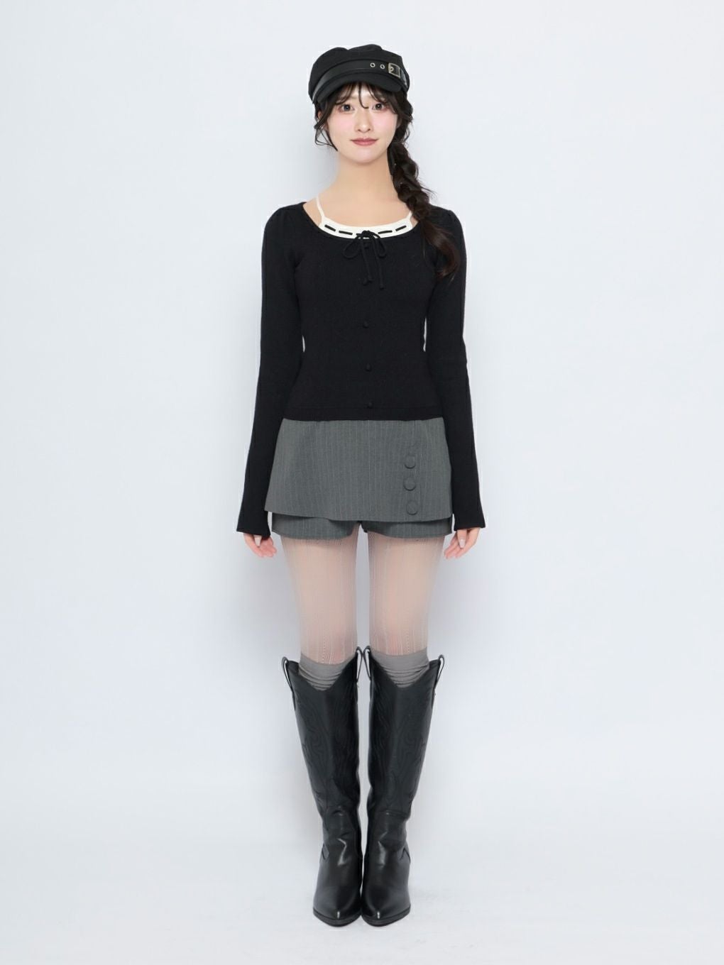 BUBBLES リベニューレイヤードトップス BUBBLES】レイヤードリボンニットトップス | sparkling mall online store