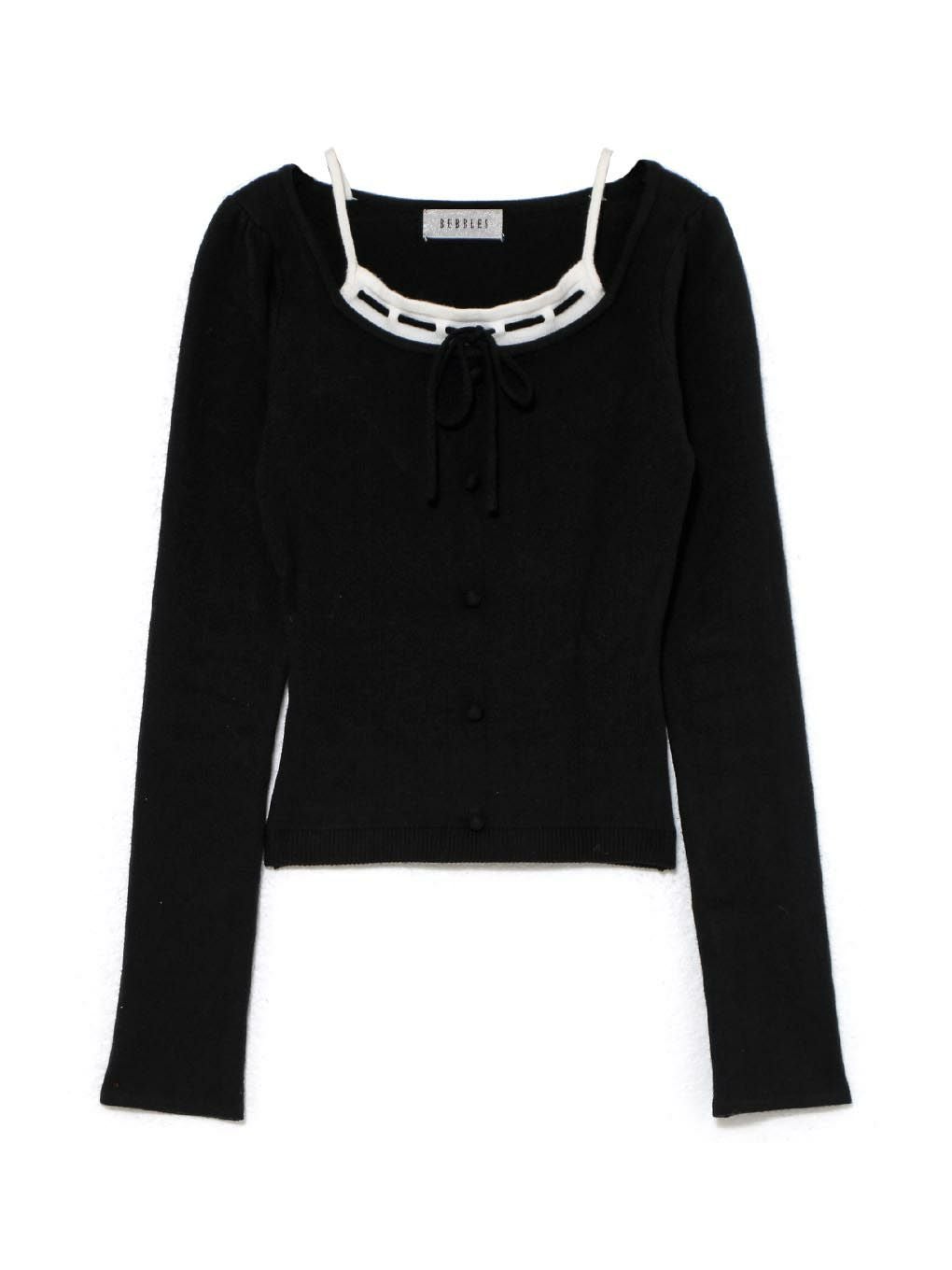【BUBBLES】レイヤードリボンニットトップス