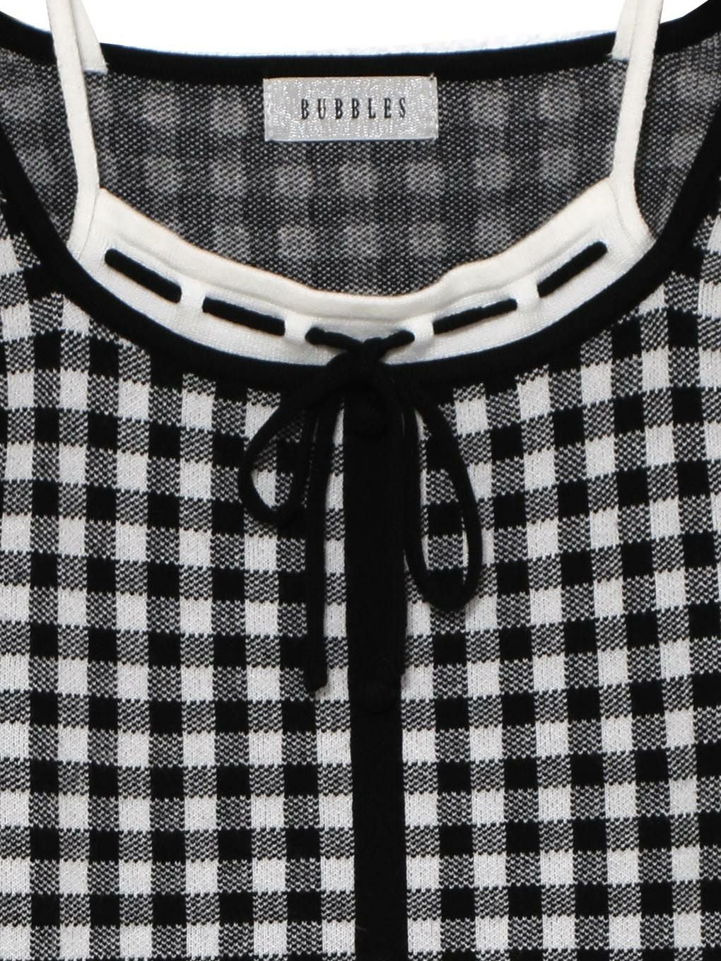 【BUBBLES】レイヤードリボンニットトップス