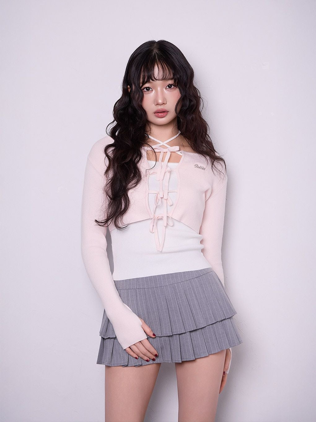 BUBBLES バブルス クロップドリボンアンサンブル ピンク BUBBLES】クロップドリボンアンサンブル | sparkling mall online store