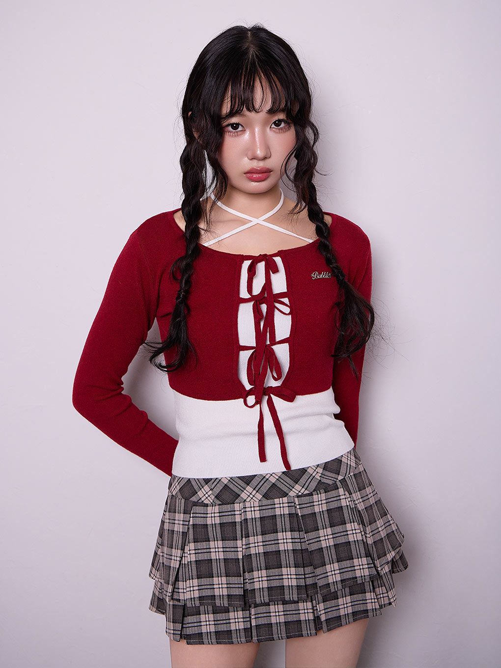 BUBBLES バブルス クロップドリボンアンサンブル ピンク BUBBLES】クロップドリボンアンサンブル | sparkling mall online store