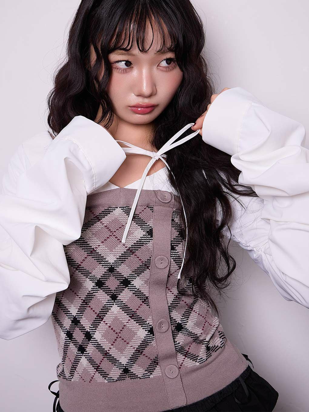 【BUBBLES】ルーズシャツニットトップス