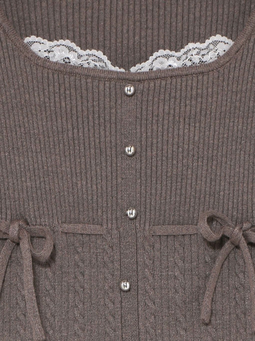 【BUBBLES】リボンケーブルニットトップス