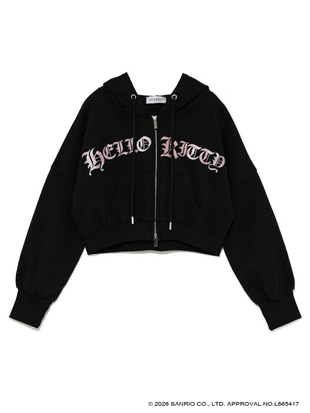 【BUBBLES】グリッターロゴクロップドパーカー