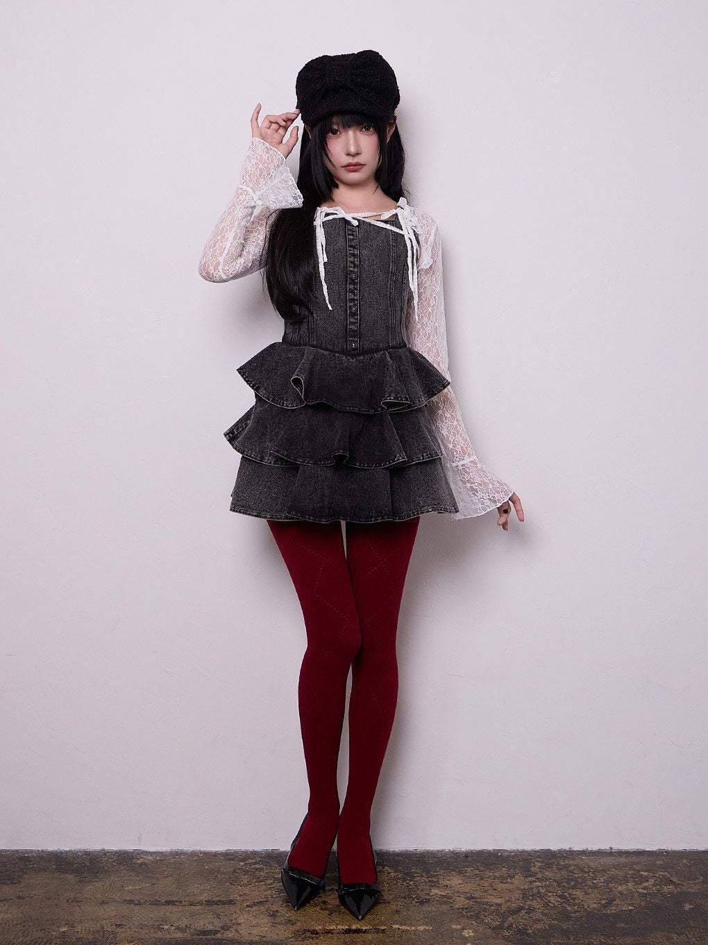 【BUBBLES】デニムティアードワンピース