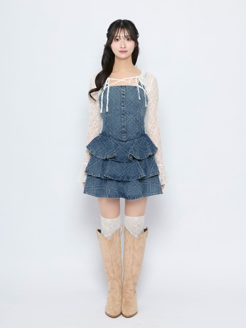 【BUBBLES】デニムティアードワンピース