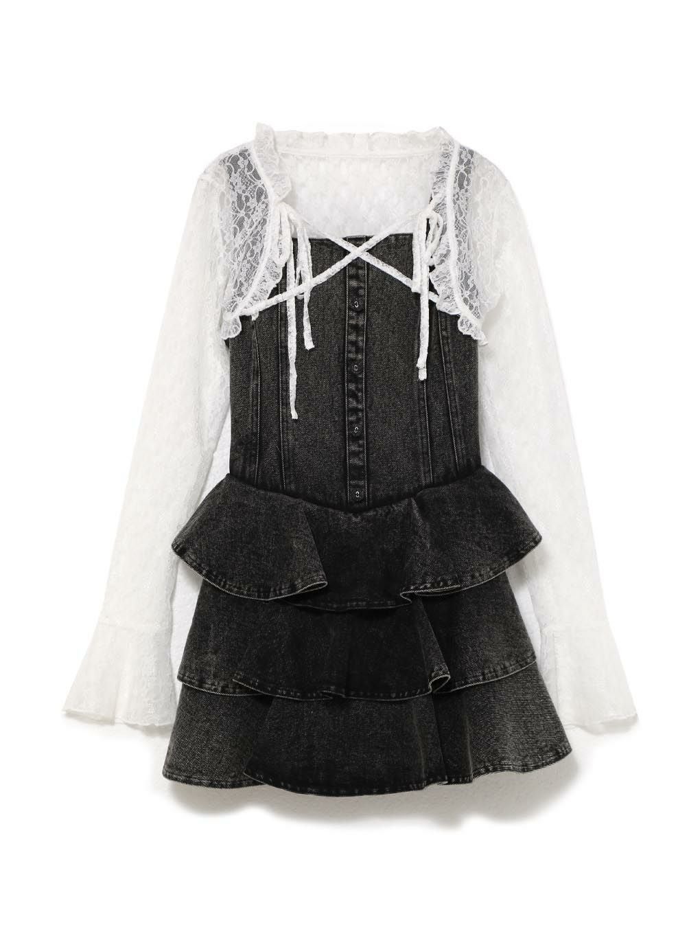 【BUBBLES】デニムティアードワンピース