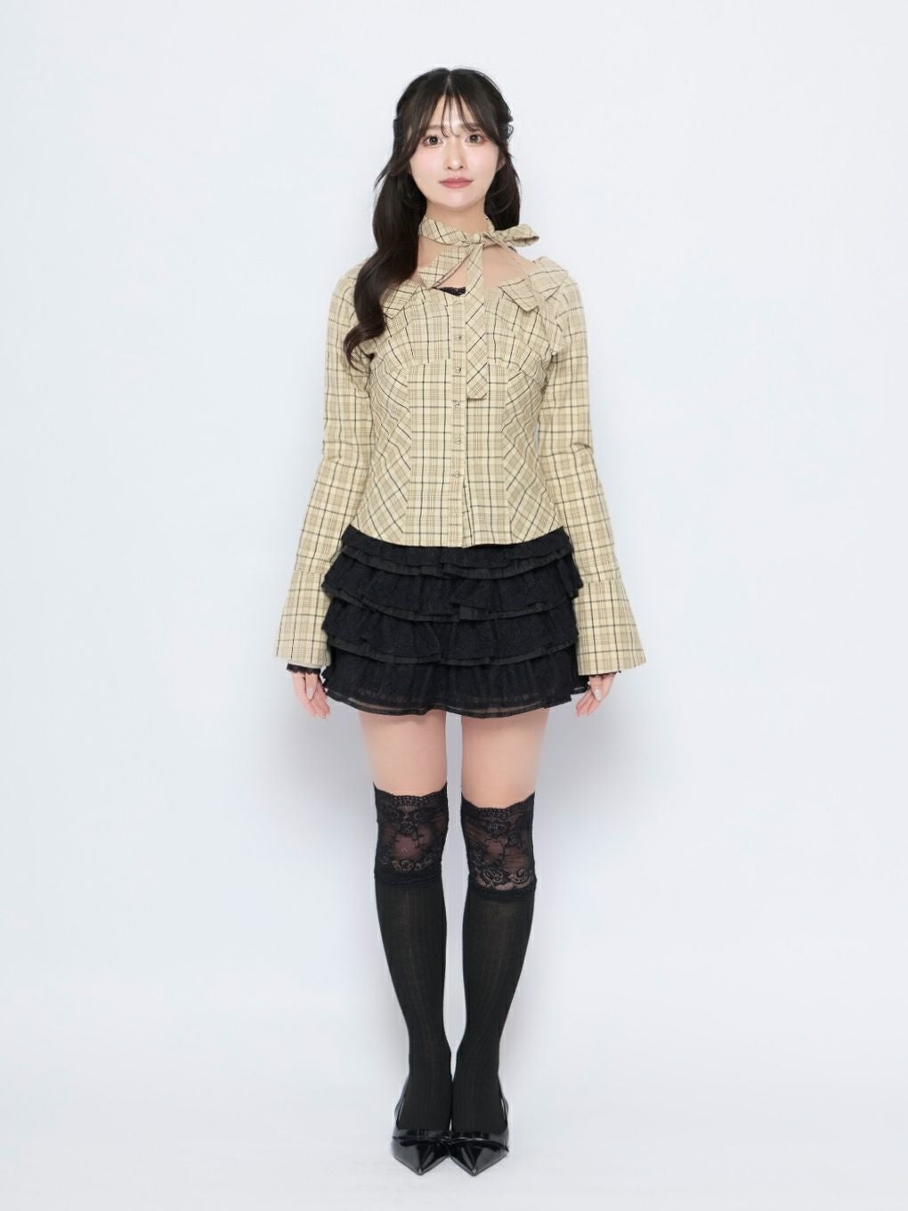 【BUBBLES】オフショルリボンタイブラウス