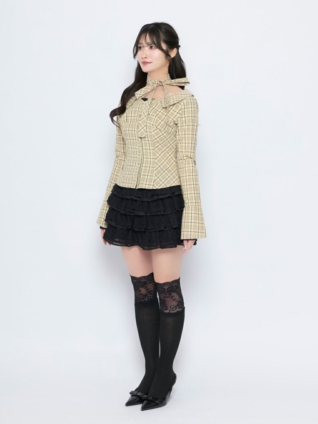 【BUBBLES】オフショルリボンタイブラウス