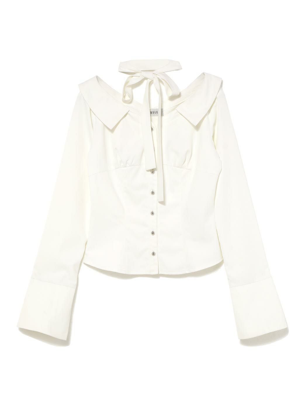 【BUBBLES】オフショルリボンタイブラウス