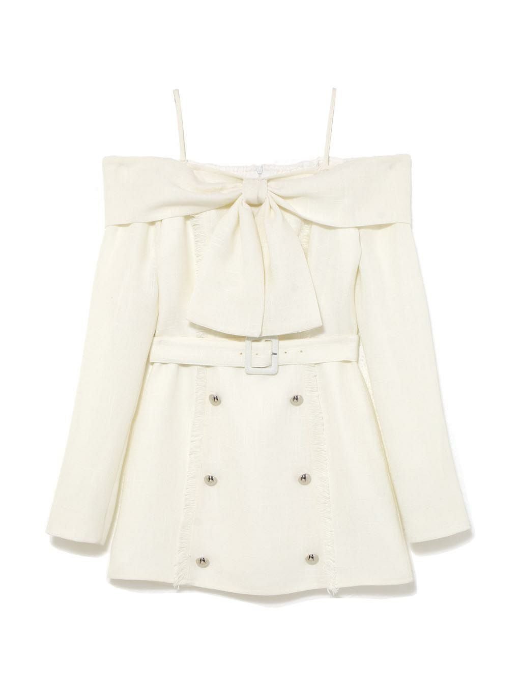 【BUBBLES】オフショルツイードワンピース