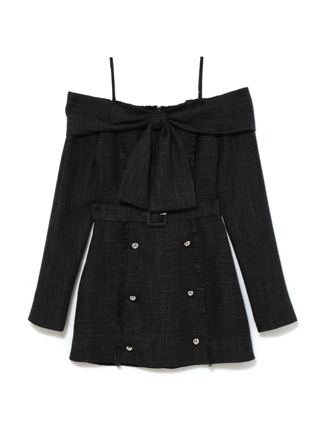 【BUBBLES】オフショルツイードワンピース