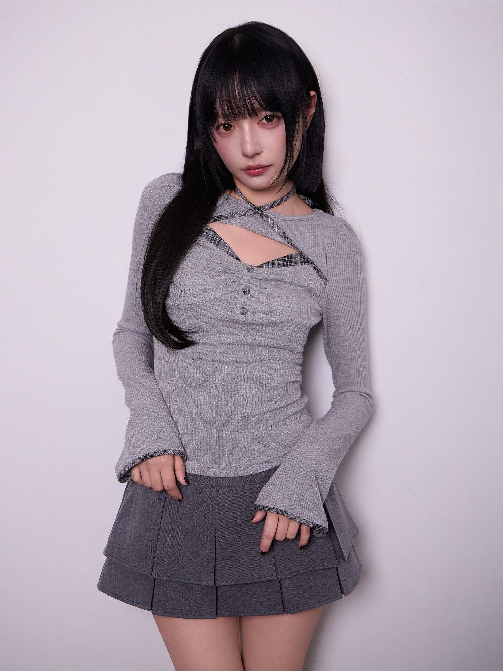 【BUBBLES】ポイントチェックリブトップス