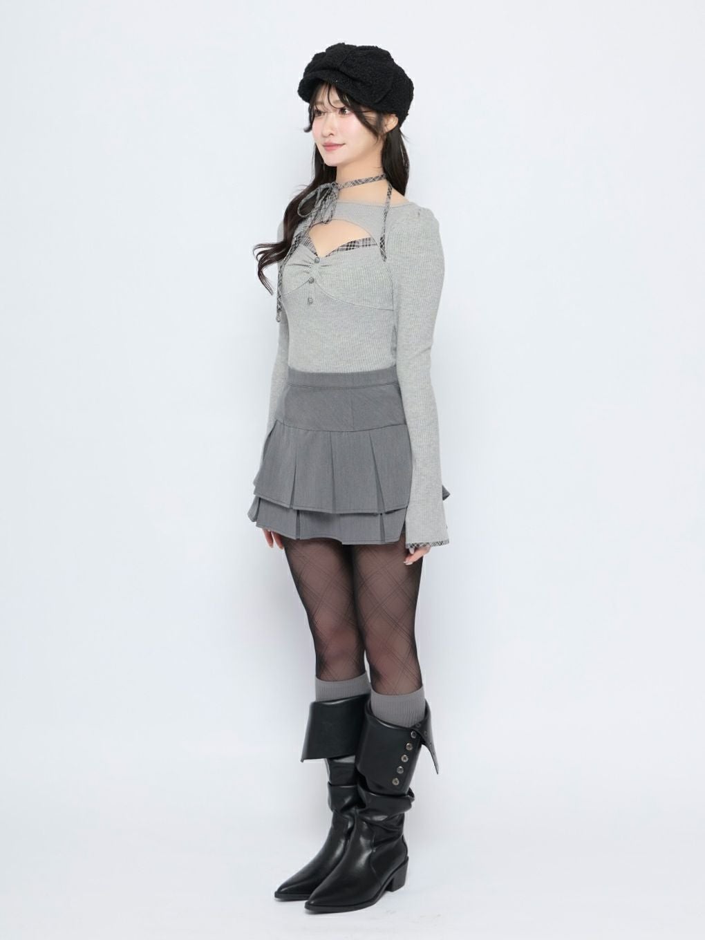 BUBBLES】ポイントチェックリブトップス | sparkling mall online store